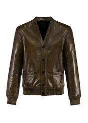 Skórzana kurtka męska khaki KURMS-0371-2855(W25)-06
