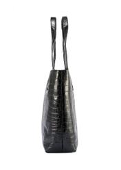 Czarna skórzana torebka shopper croco TORES-1119-99(W25)-03