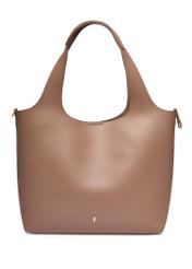 Beżowa torebka shopper damska TOREC-1259-1B(Z26) - widok produktu z przodu, na białym tle. 