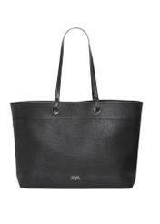 Czarna groszkowana torebka shopper TOREC-1252-9I(Z26), widok produktu z przodu na białym tle.