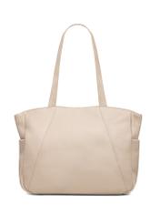 Beżowa skórzana torebka shopper damska TORES-1255-1A(W26), widok produktu od tyłu na białym tle.