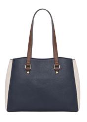 Granatowa torebka shopper damska TOREC-1260-7E(Z26), widok produktu z tyłu na jasnym tle.

