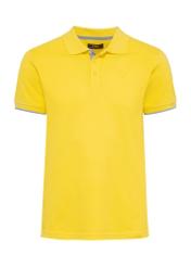 Żółta koszulka polo z bawełny POLMT-0045B-22(W25) - widok produktu z przodu na białym tle. 