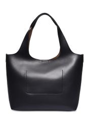 Czarna torebka shopper damska TOREC-1259-99(Z26), widok produktu od tyłu na białym tle.