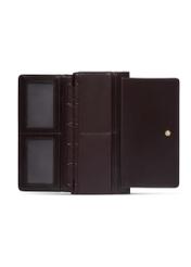 Duży brązowy portfel damski z monogramem POREC-0347A-1I(Z26), widok produktu w środku na białym tle.