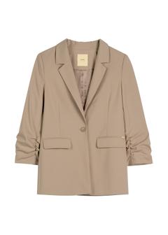 Marynarka damska w kolorze ciemnego beżu ZAKDT-0043-1K(W26)