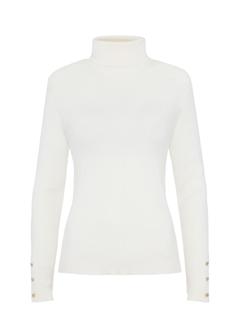 Kremowy sweter damski z golfem SWEDT-0209-12(Z25)