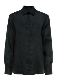 Czarna koszula damska z lnu KOSDT-0163-99(W25)