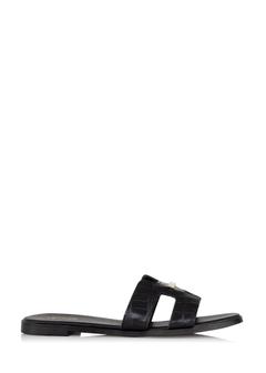 Czarne klapki damskie croco BUTYD-0725C-98(W25)