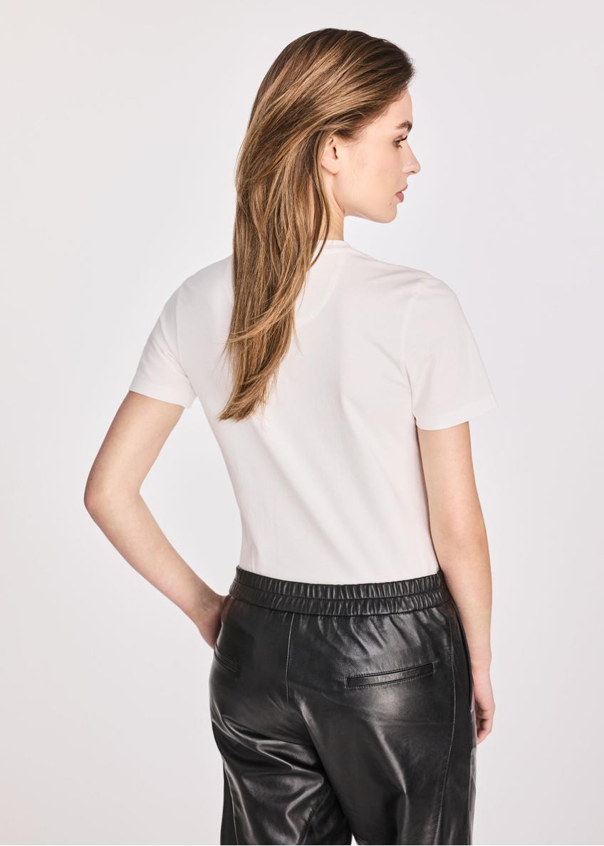 Kremowy bawełniany t-shirt damski TSHDT-0141-12(W25)