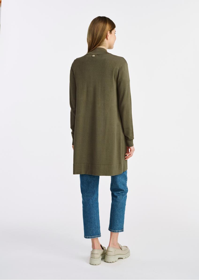 Długi kardigan damski w kolorze khaki KARDT-0050-55(W25)