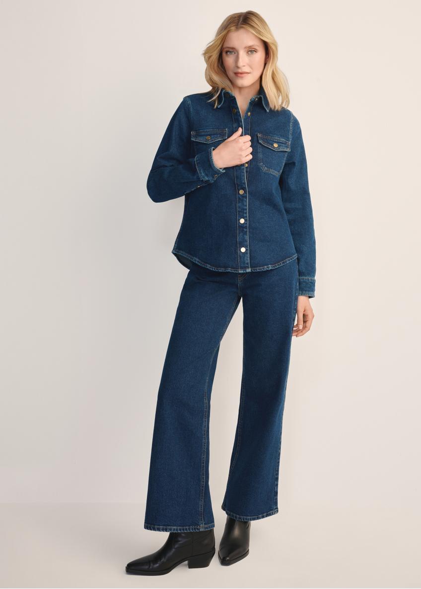 Jeansowe granatowe spodnie damskie JEADT-0013-7D(Z26)