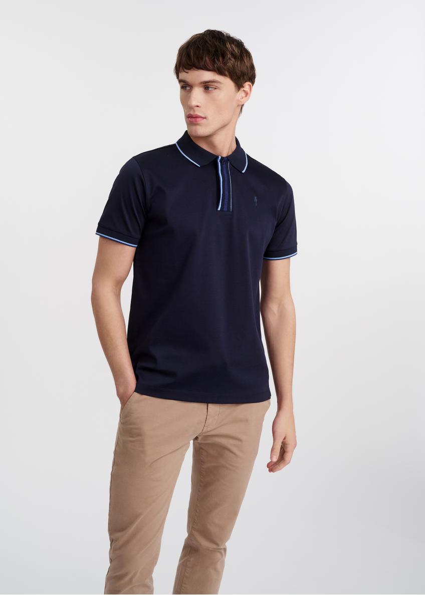 Granatowa koszulka polo męska POLMT-0073-69(W25)-01