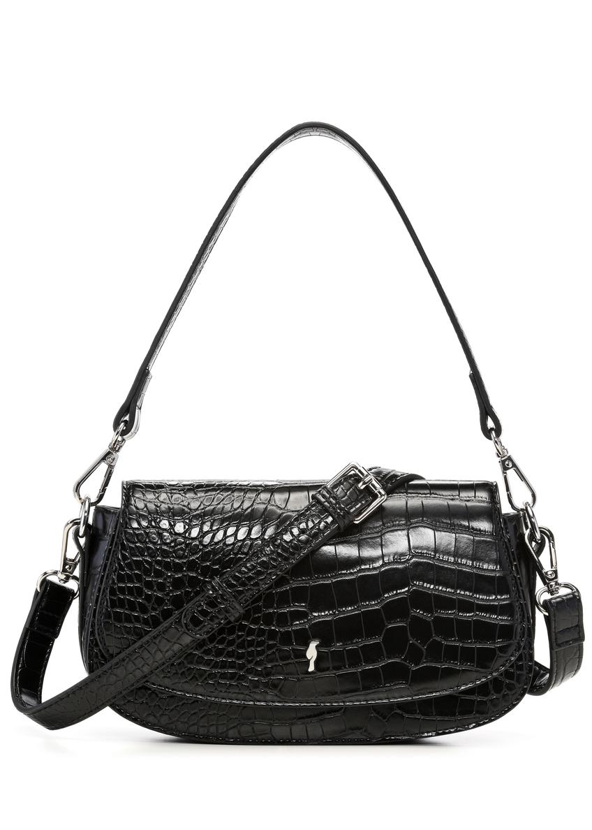 Mała czarna torebka damska croco TOREC-1264-9G(Z26)