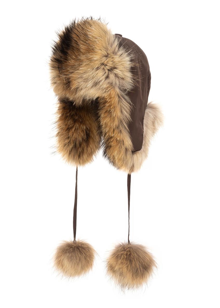 Czapka damska z futrem naturalnym z jenota CZADF-0048-1I(Z26)