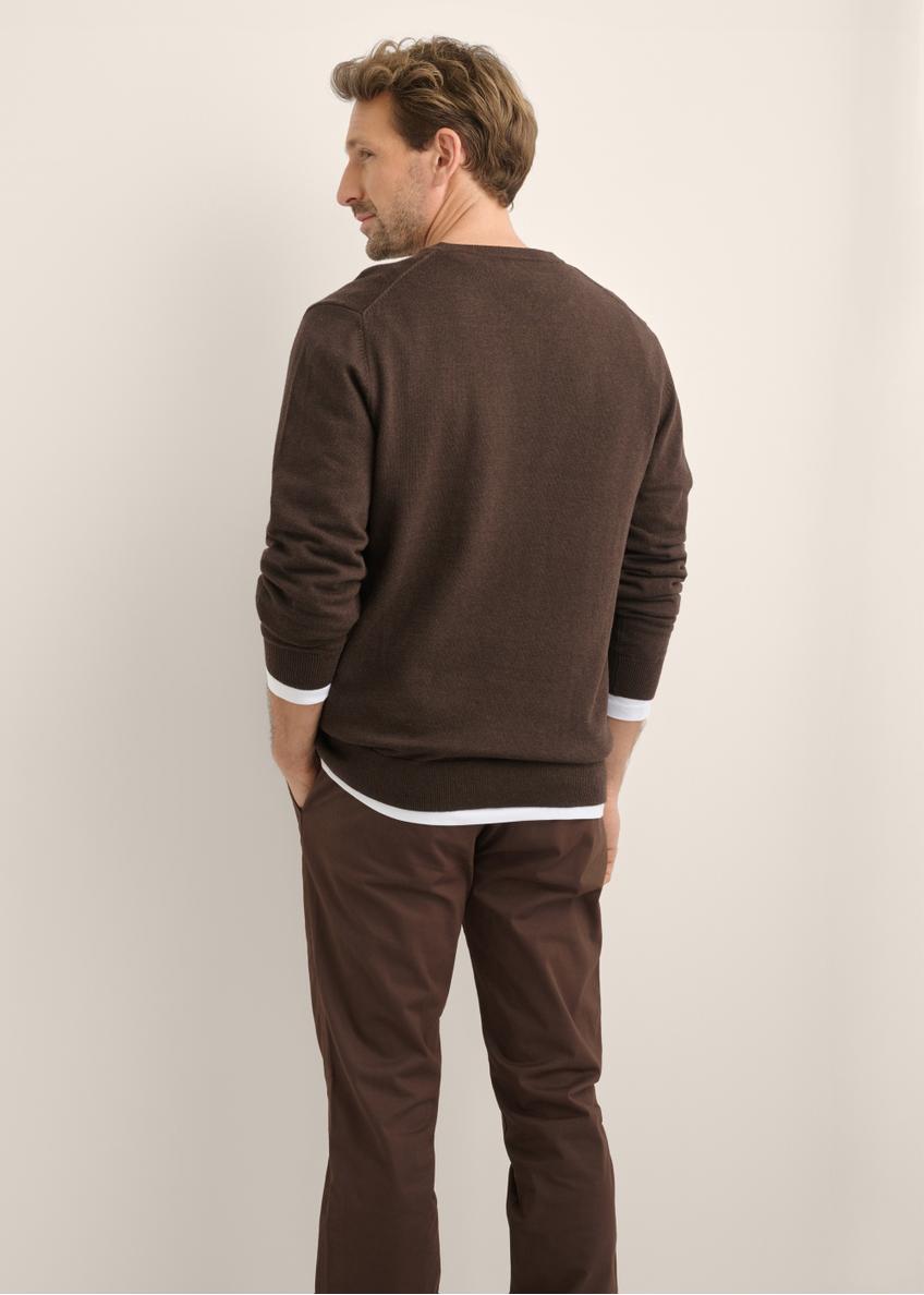 Ciemnobrązowy sweter męski z logo SWEMT-0159A-1I(Z26)