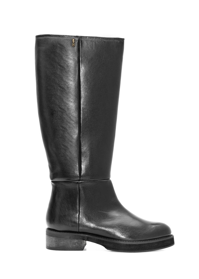 Skórzane kozaki damskie w kolorze czarnym BUTYD-1195-99(Z25)