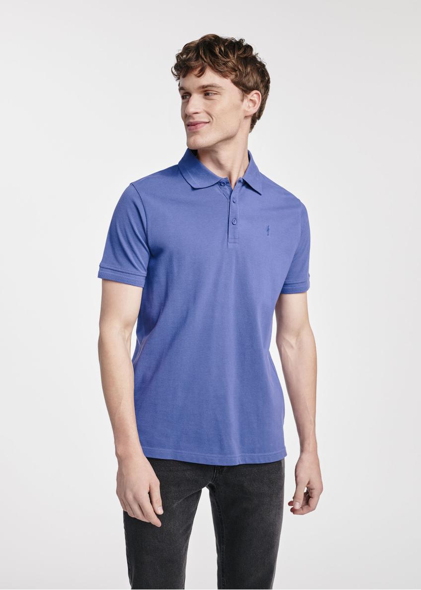 Granatowa koszulka polo męska POLMT-0078-69(W25)-01