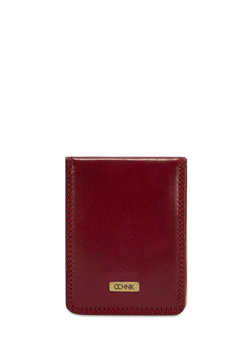 Skórzane bordowe etui na wizytówki PL-101-41(KS)
