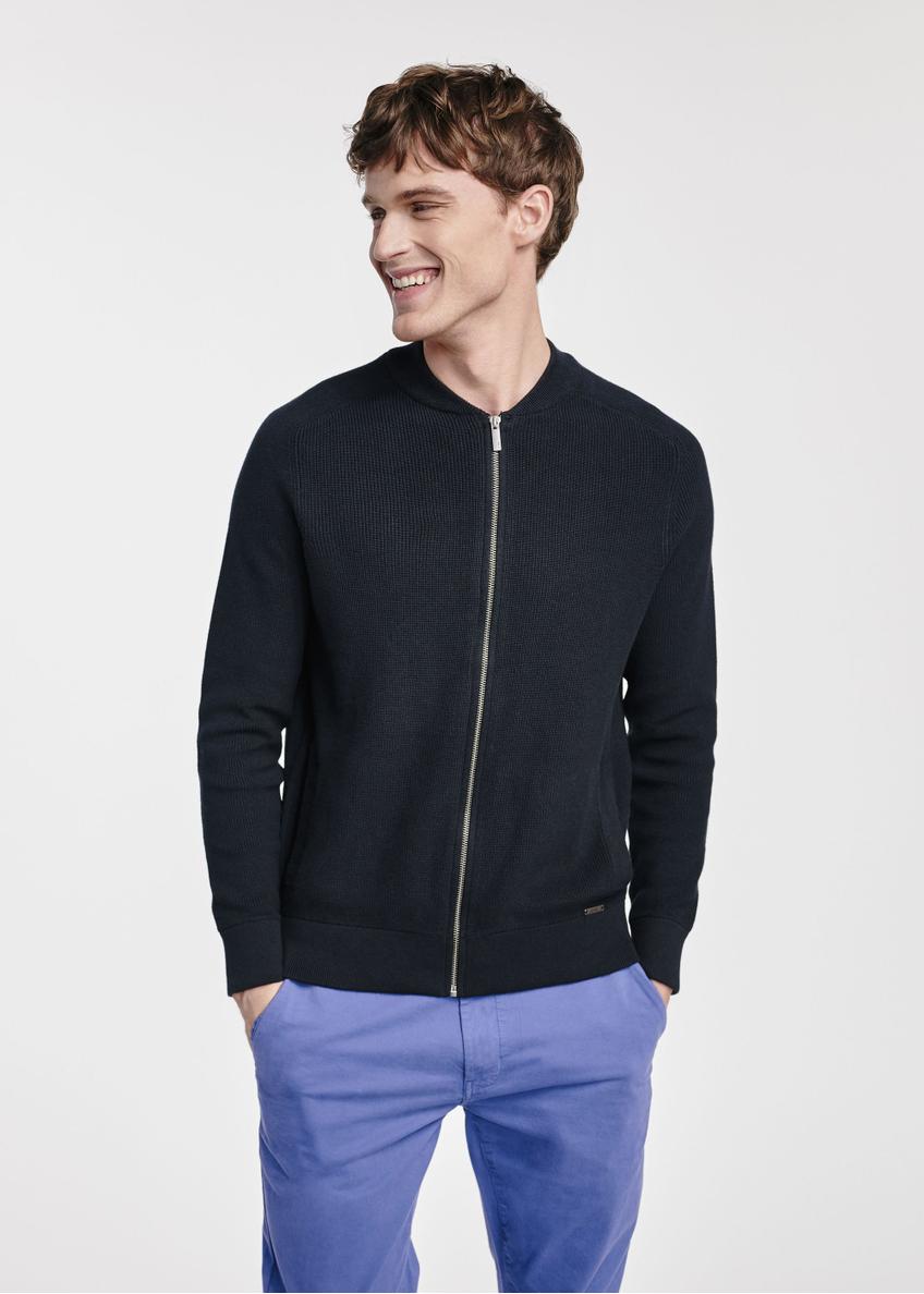 Czarny sweter męski na suwak SWEMT-0164-99(W25)-01