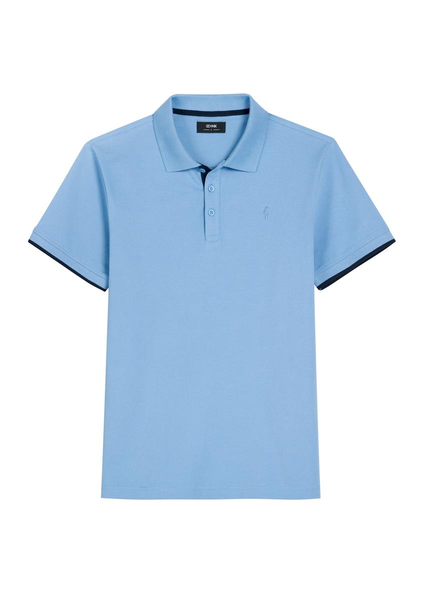 Niebieska koszulka polo z bawełny POLMT-0045B-7B(W26)