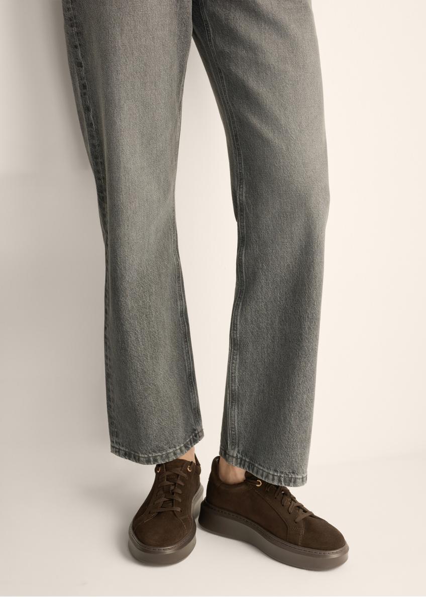 Zamszowe buty damskie w kolorze ciemnobrązowym BUTYD-1284-1I(Z26)