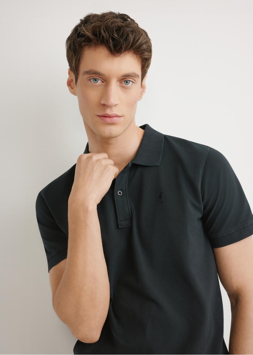 Męska koszulka polo w kolorze czarnym POLMT-0055A-99(W26)