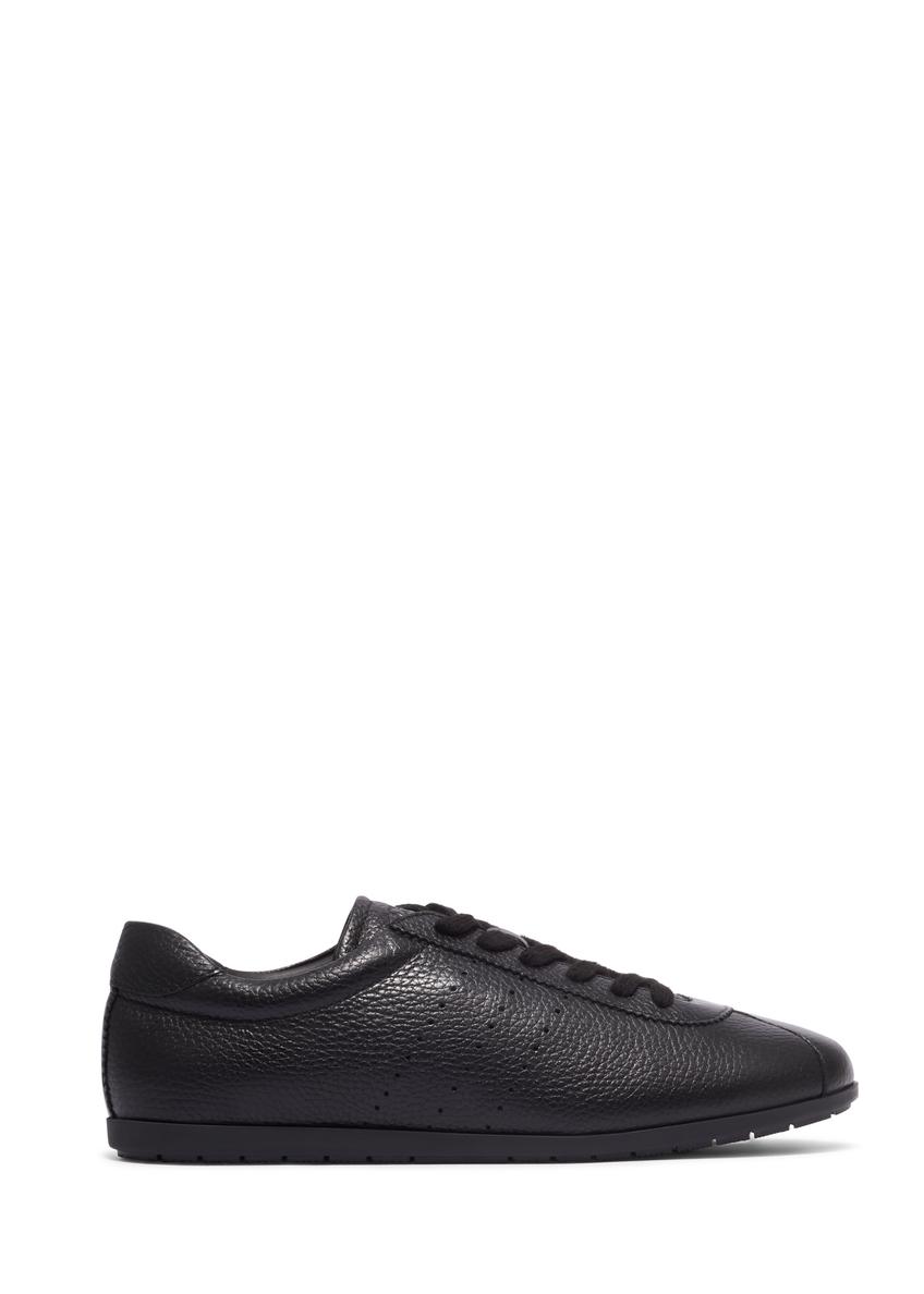 Czarne skórzane sneakersy damskie BUTYD-1293-9I(Z26), widok produktu z boku na białym tle.