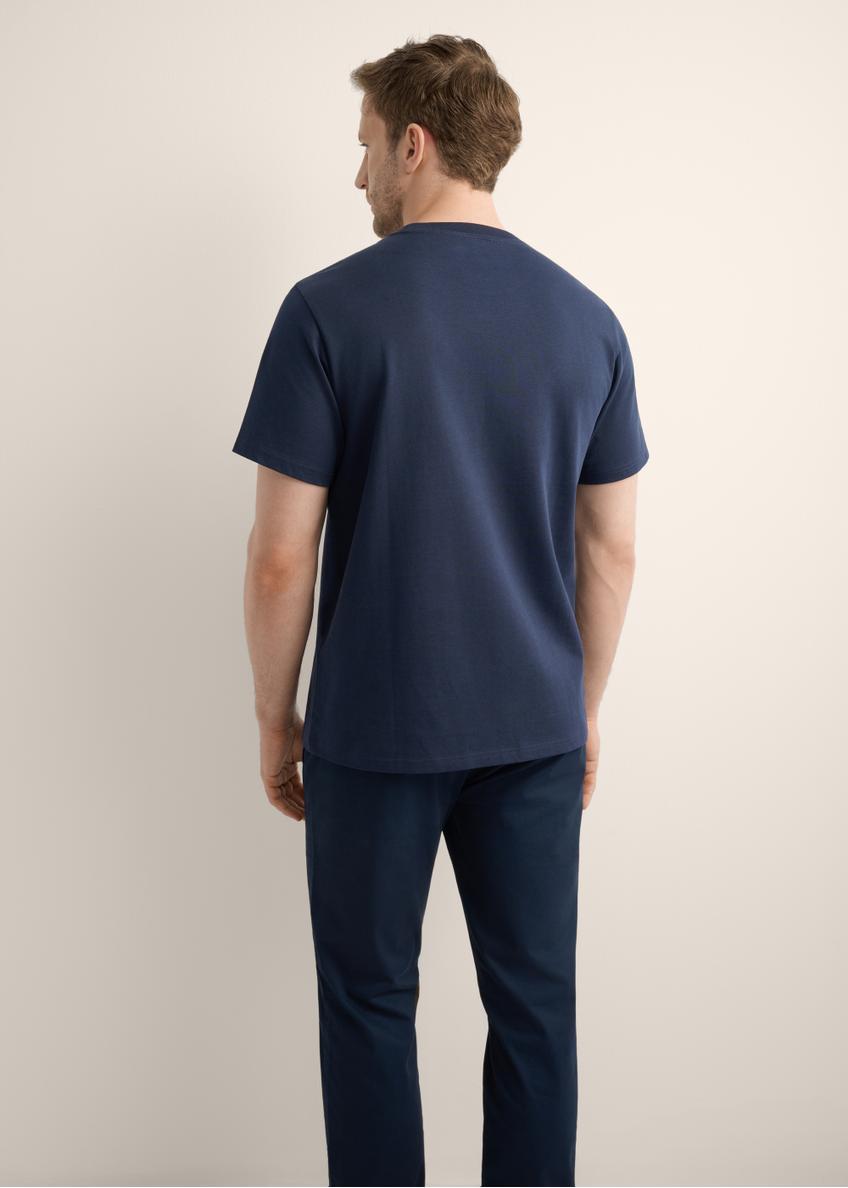 Granatowy bawełniany T-shirt męski z nadrukiem TSHMT-0152-7E(Z26)