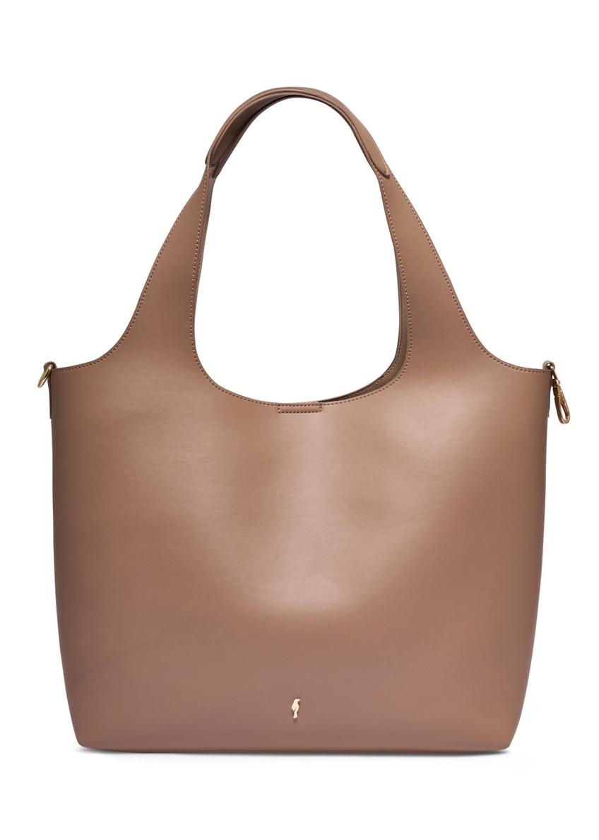 Beżowa torebka shopper damska TOREC-1259-1B(Z26) - widok produktu z przodu, na białym tle. 