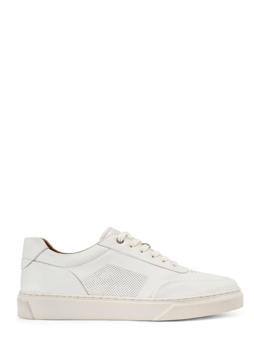 Skórzane sneakersy męskie w kolorze białym BUTYM-0484-0B(W26)