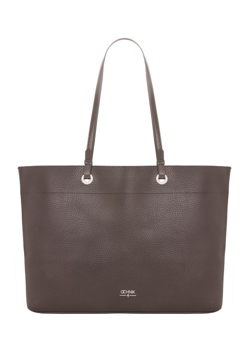 Brązowa groszkowana torebka shopper TOREC-1252-1I (Z26)