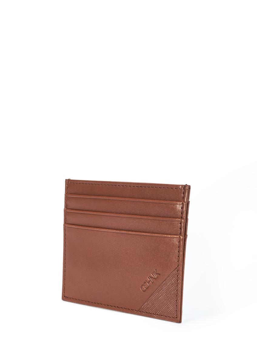Skórzane etui na karty w kolorze brązowym PORMS-0637-88(W25)