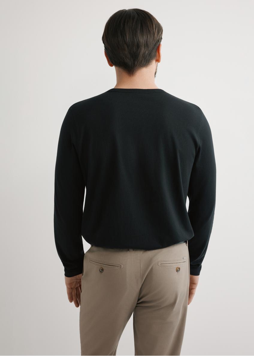 Czarny bawełniany longsleeve męski LSLMT-0010-99(W26)