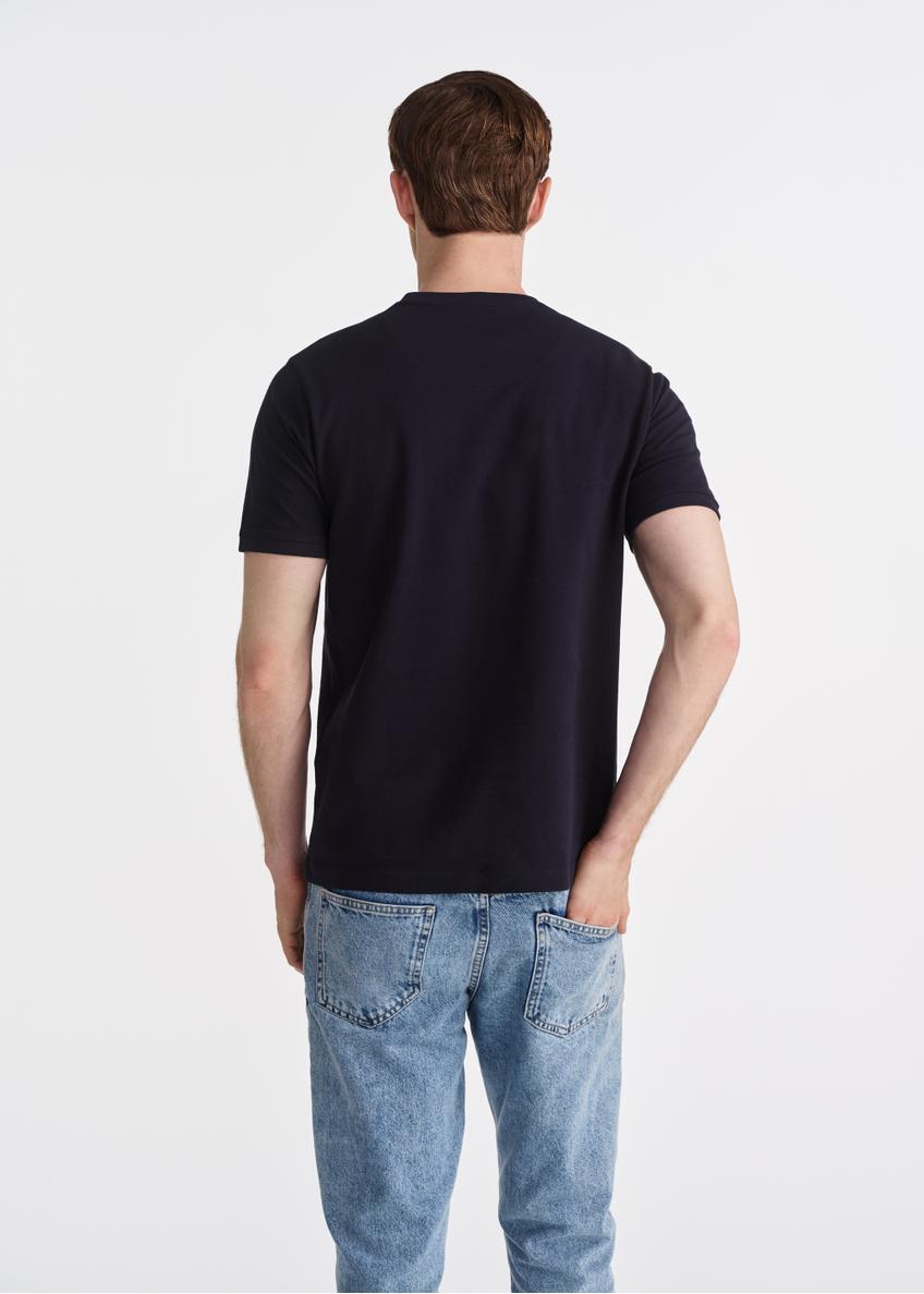 Granatowy T-shirt męski z bawełny TSHMT-0100-69(W25)