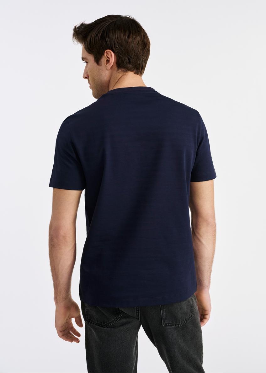 Granatowy T-shirt męski z bawełny TSHMT-0119-69(W25)
