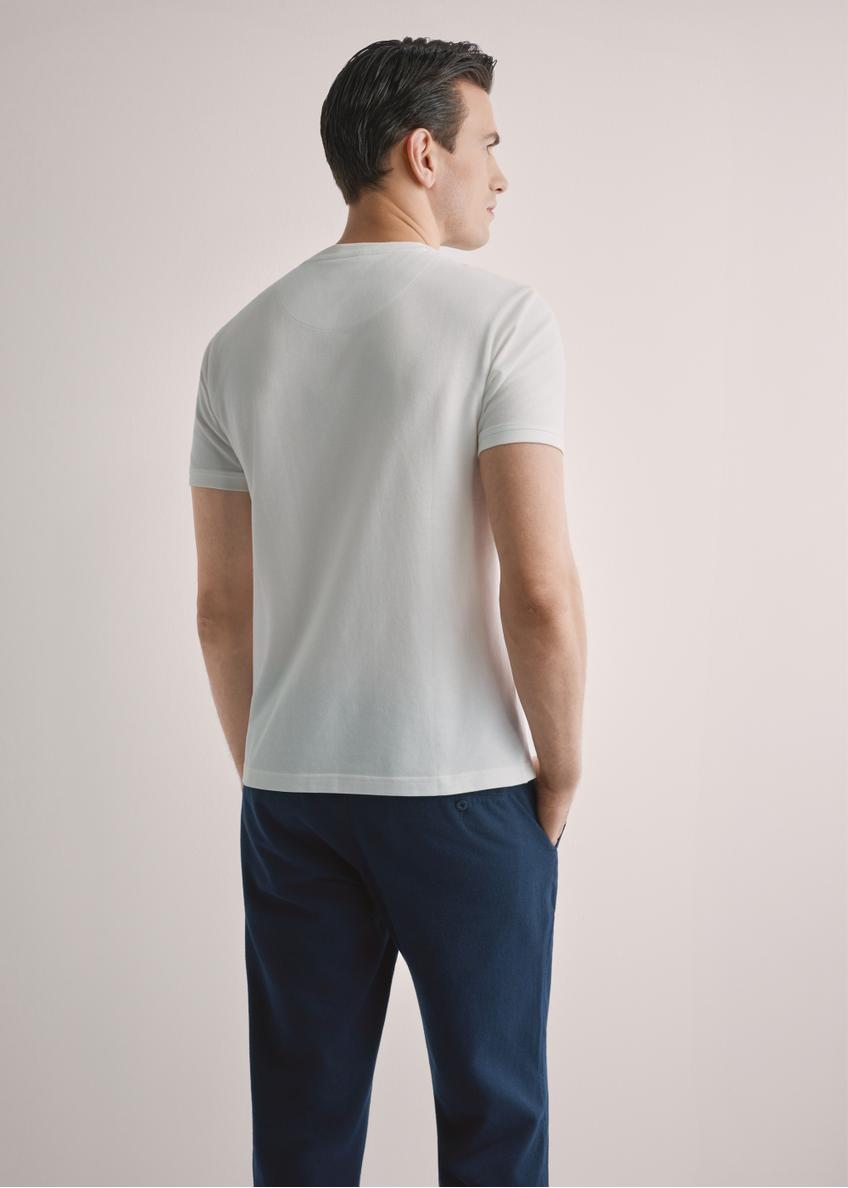 Kremowy bawełniany t-shirt męski TSHMT-0136-0B(W26)