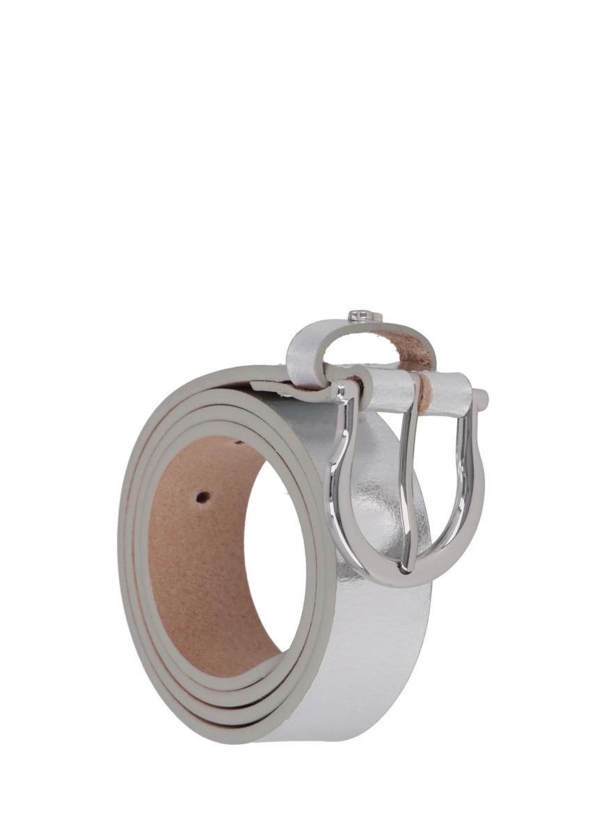 Skórzany pasek damski w kolorze srebrnym PASDS-0274-9X(Z26)