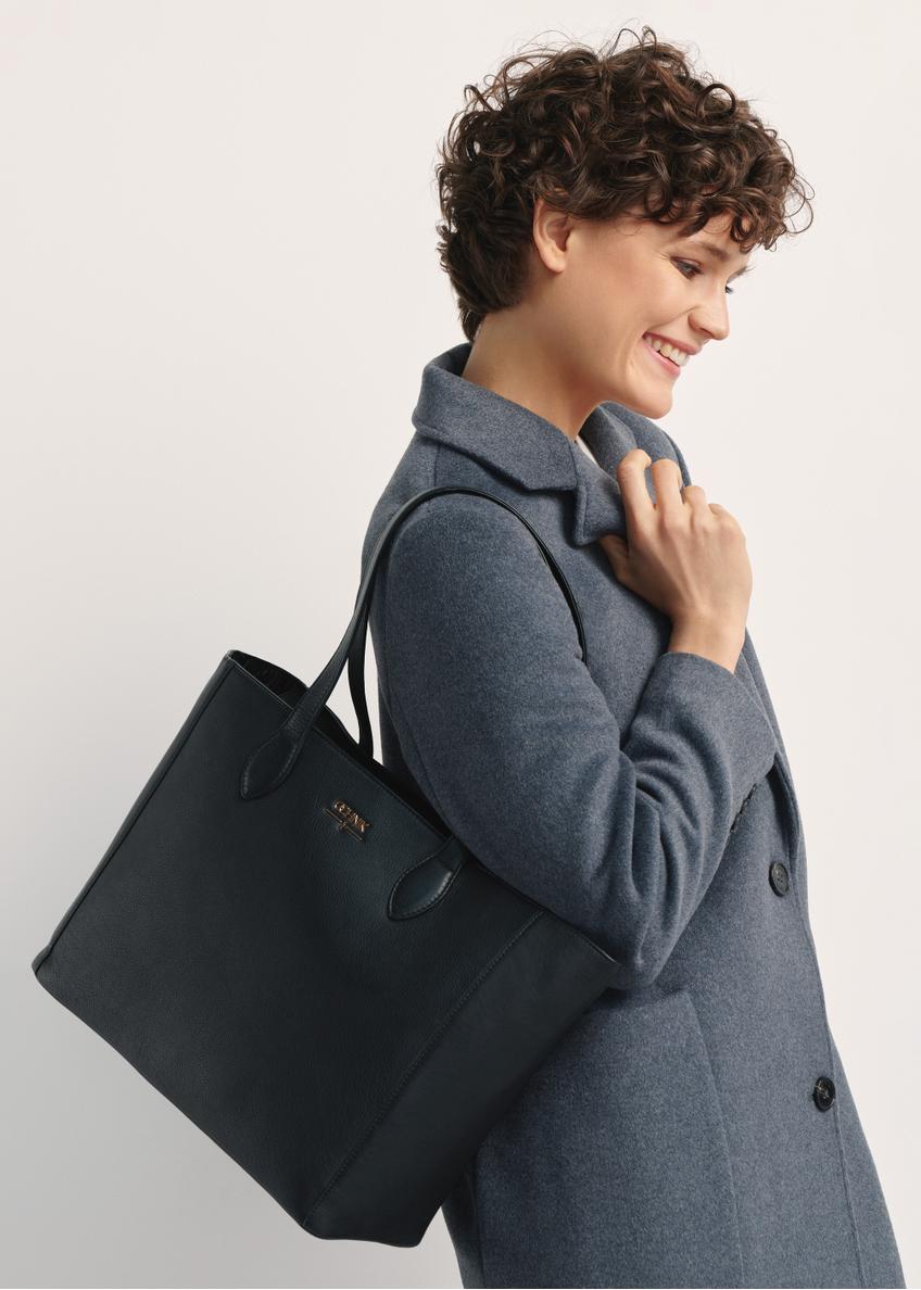 Czarna skórzana torebka shopper damska TORES-0971F-99(Z26)