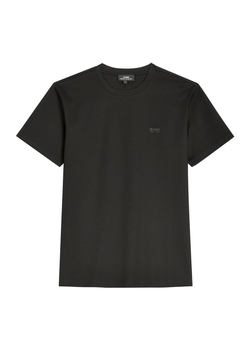 Czarny t-shirt męski z bawełny merceryzowanej TSHMT-0156-99(Z26)