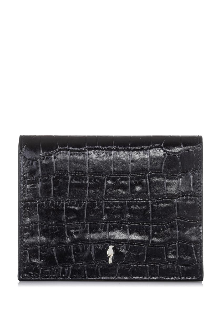 Mały czarny portfel damski croco PORES-0846-99(W23)-07