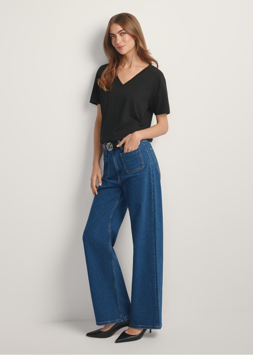 Czarny T-shirt damski basic TSHDT-0120-99(W26)