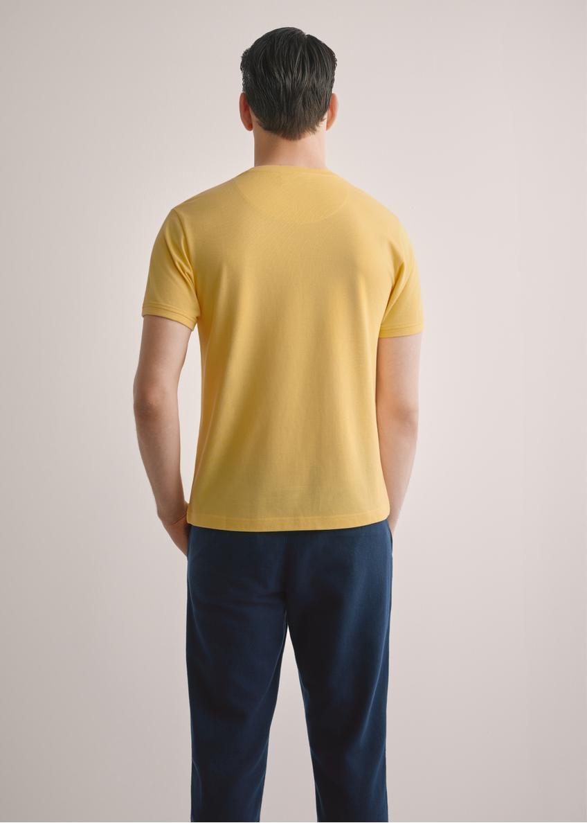 Żółty bawełniany t-shirt męski TSHMT-0136-2B(W26)