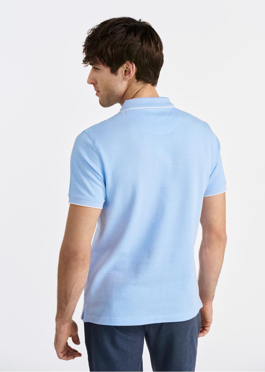 Błękitna koszulka polo z bawełny POLMT-0079-62(W25)