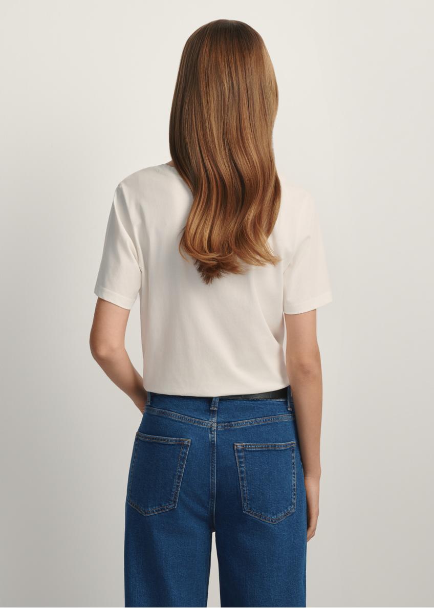 Kremowy T-shirt damski basic TSHDT-0120-0B(W26)