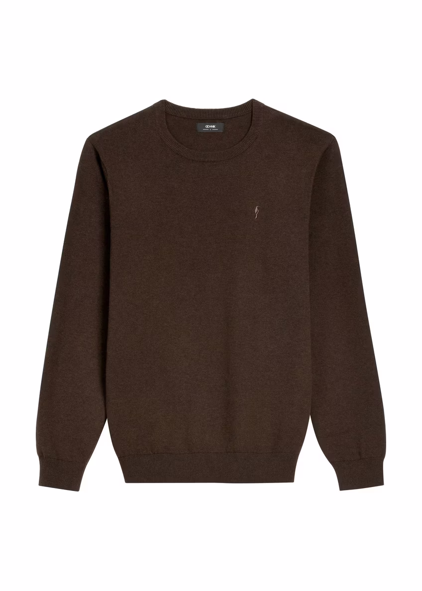 Brązowy bawełniany sweter męski SWEMT-0114A-1I(Z26)