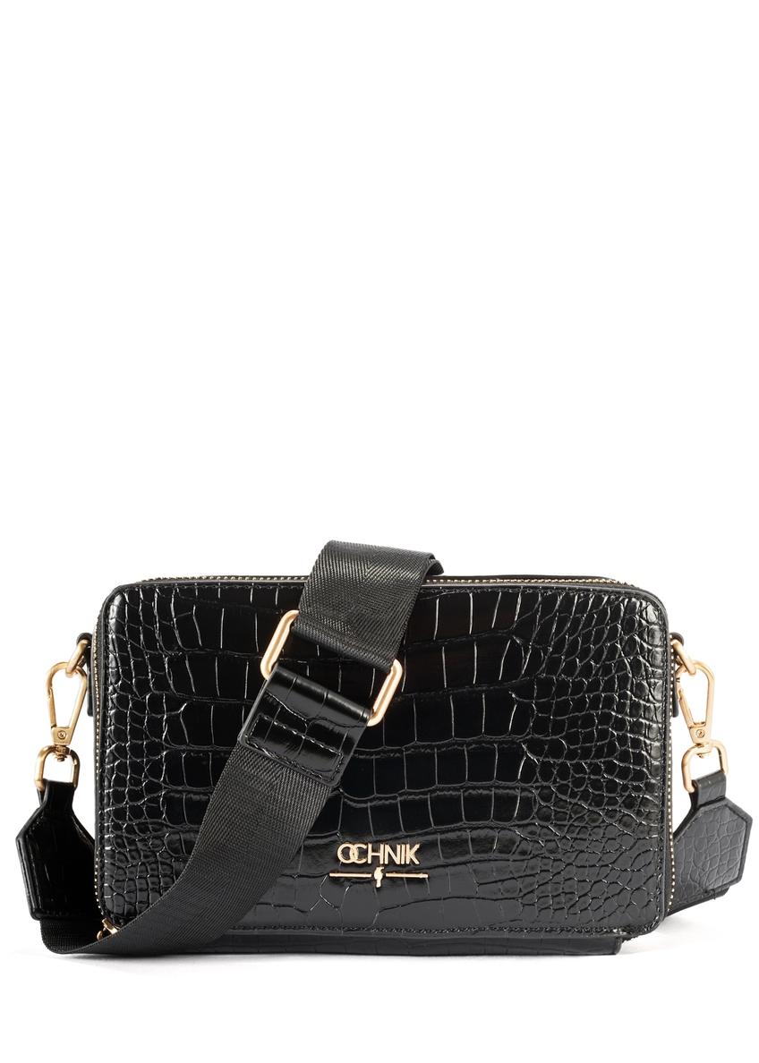 Czarna mała torebka damska croco TOREC-1049-99(Z25)