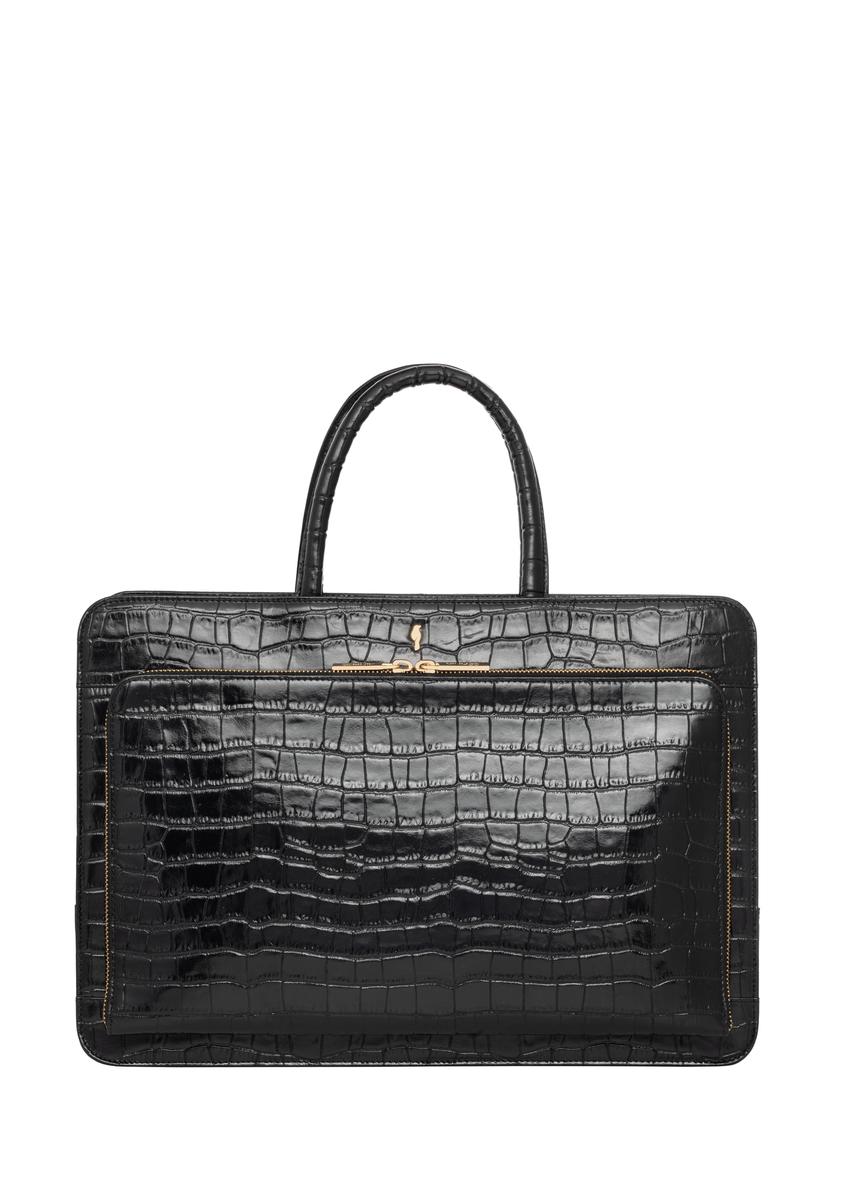 Skórzana czarna torba na laptopa croco TORES-1321-9G(Z26)