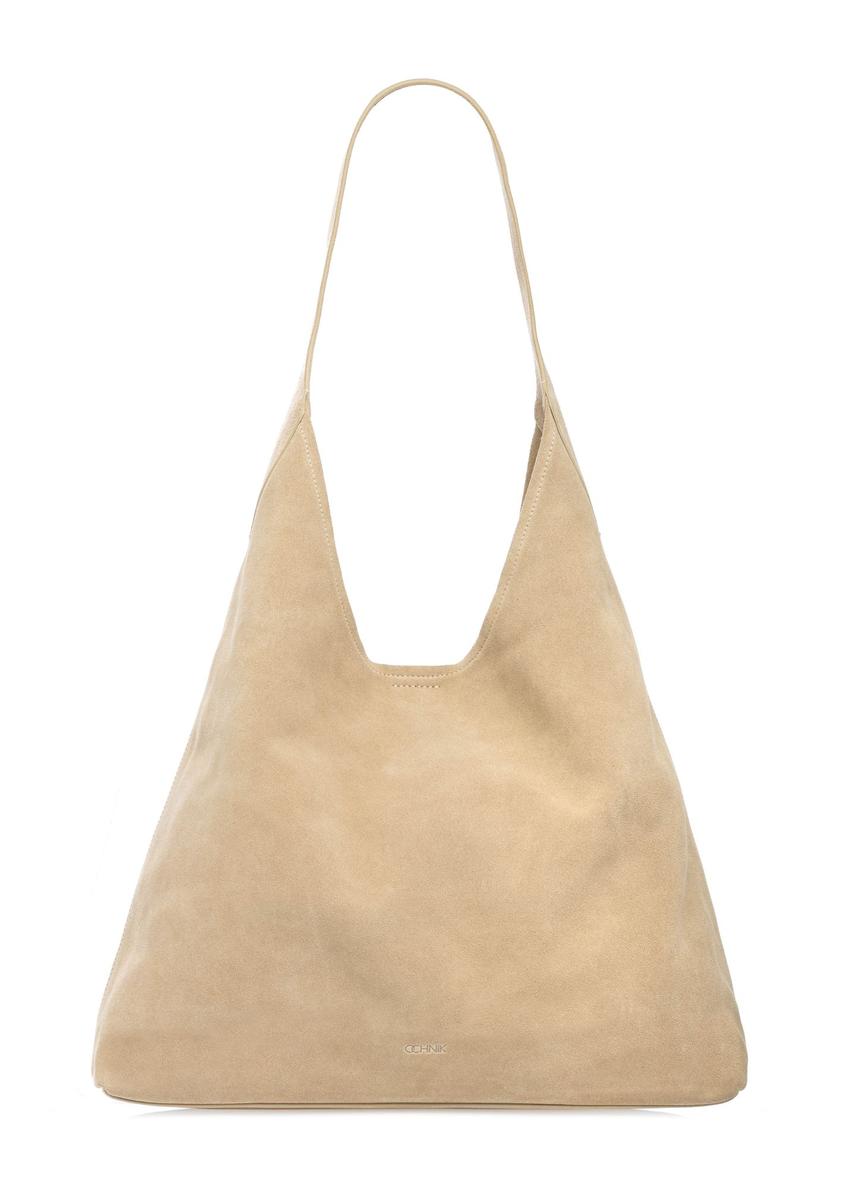 Skórzana torebka shopper w kolorze kremowym TORES-1307-0B(W26)