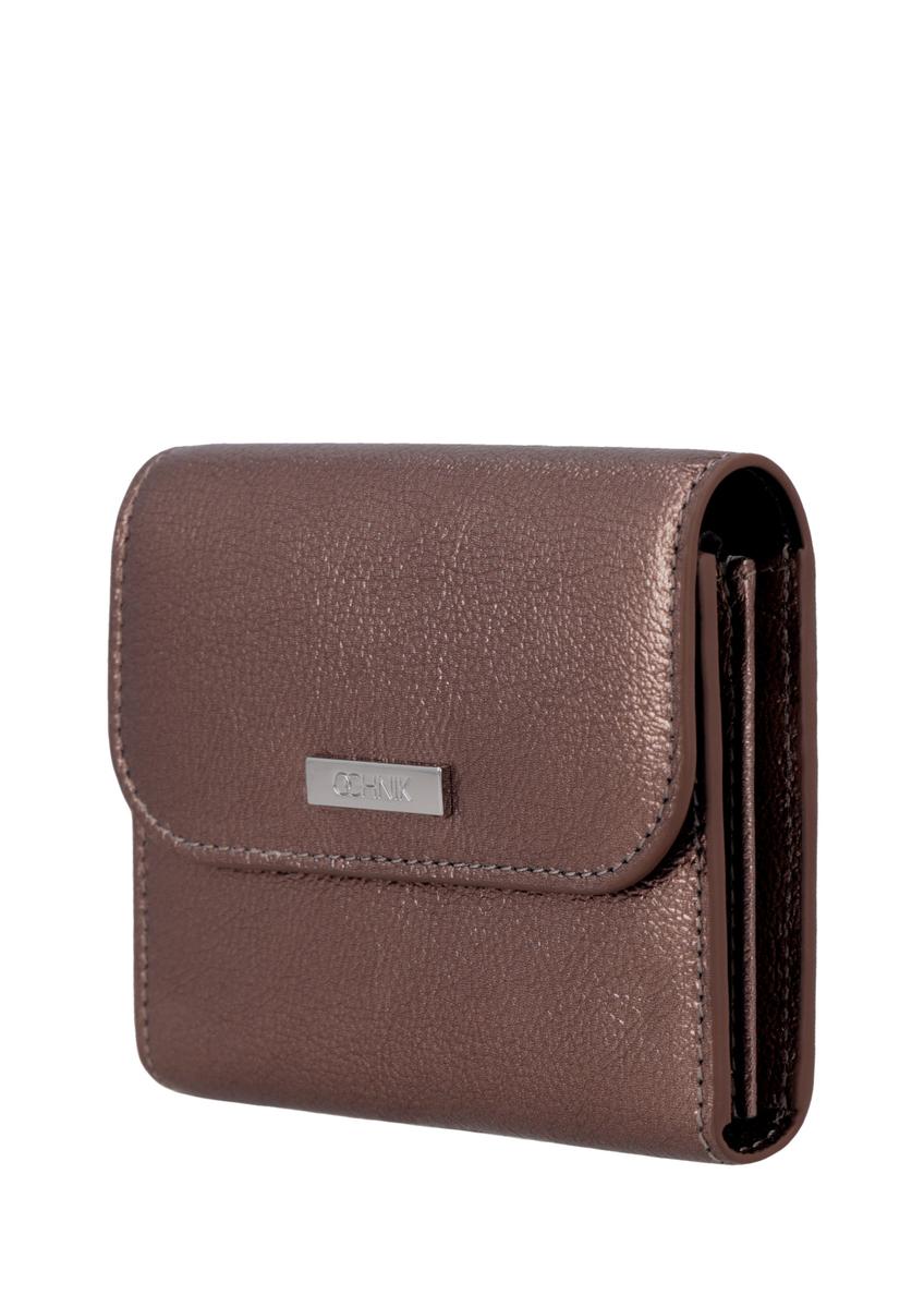Mały skórzany portfel damski w kolorze jasnobrązowym PORES-1029-1G(Z26)